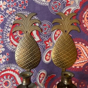 Vintage brass pineapple wall sconces candle holder